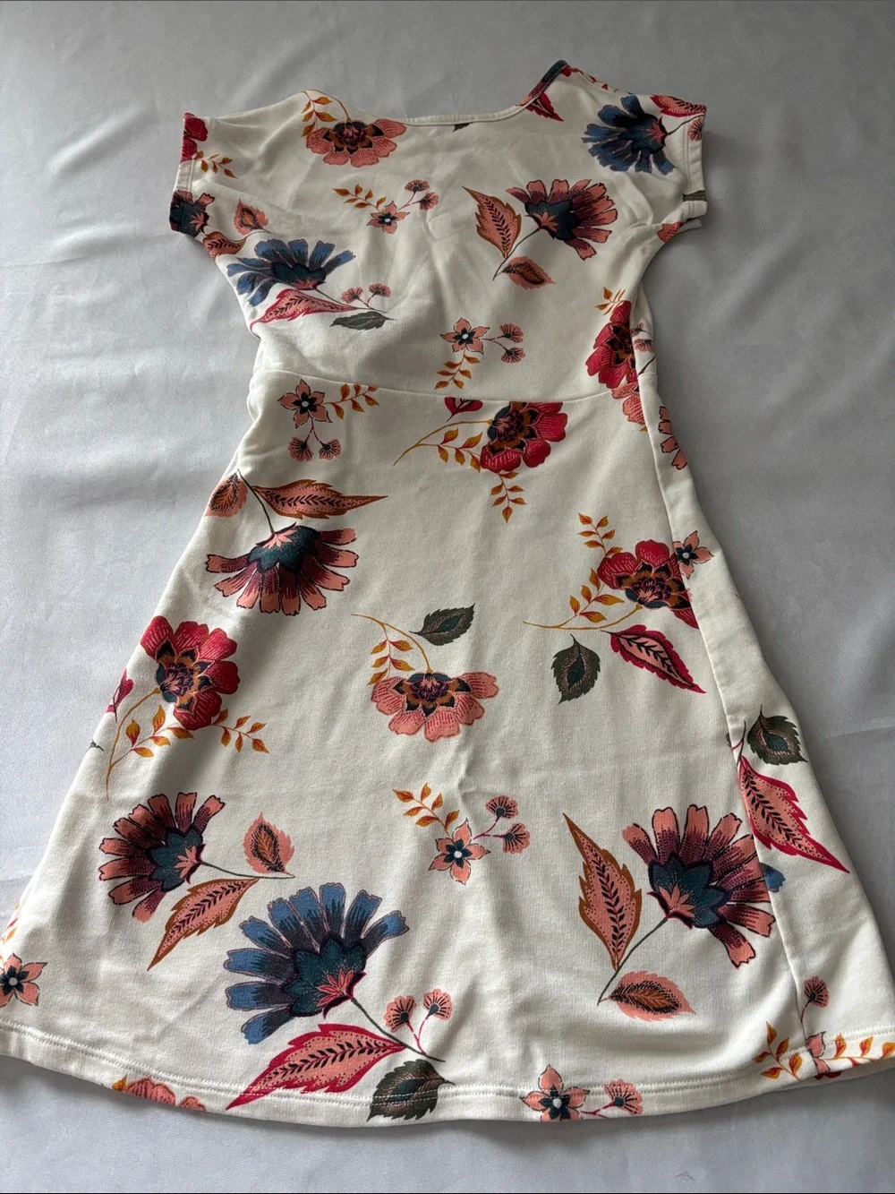 Old Navy Cream Floral Midi Dress with Pink, Blue & Green Accents kids Size XL
